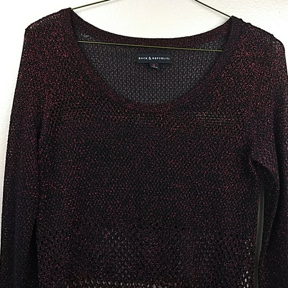 Rock & Republic Sheer Mesh Metallic Top - Picture 4 of 7